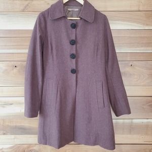 ad hoc Women's Beaded Snap Front Mid Length Jacket Sz Small Brown Classic Retro